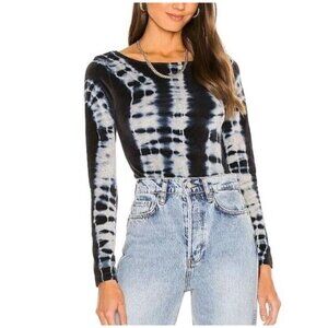 All Saints Raffi Velvet Tie Dye Bodysuit Blue Women's Size 10 NEW Boho Hippie